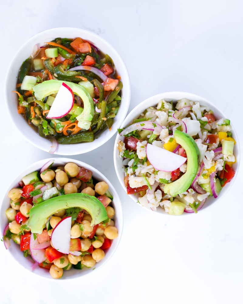 three vegan ceviches